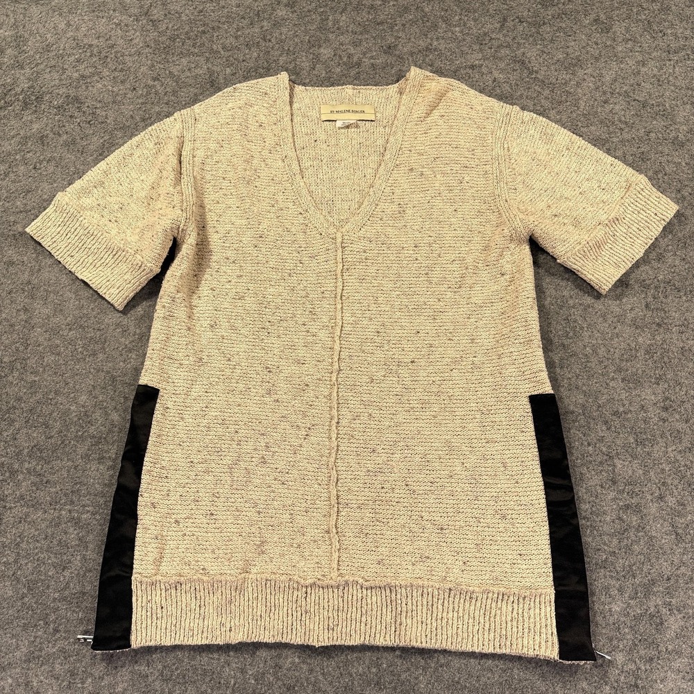 By‎ Malene Birger Sweater Womens XS Beige V Neck Tunic Minimal Quiet Luxury Boho